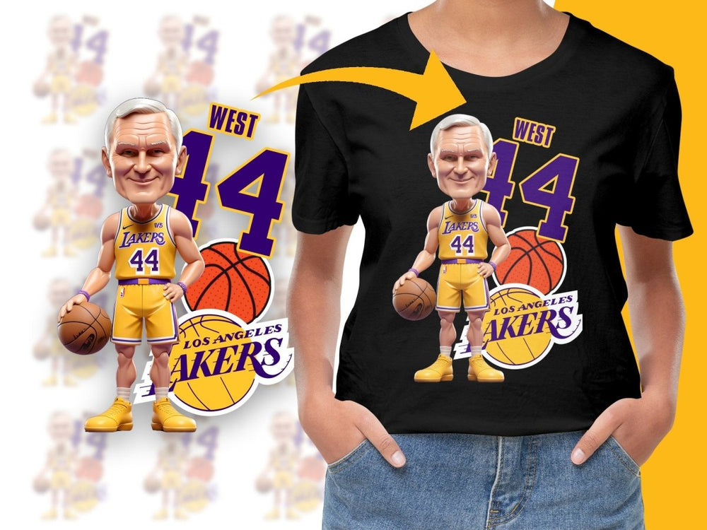 Jerry West Los Angeles Lakers Cartoon Basketball Legend PNG File - Teepew