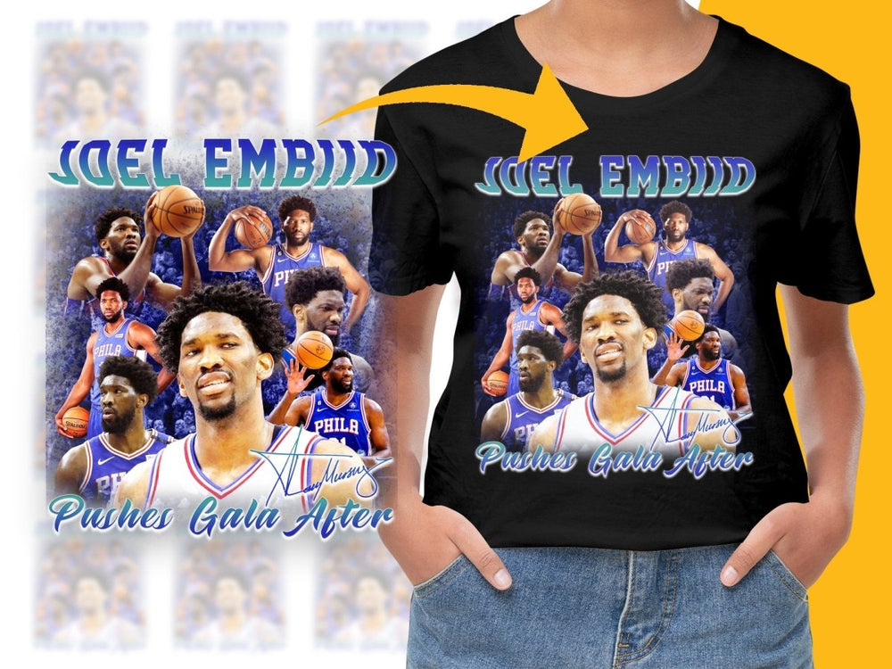 Joel Embiid Pushes Gala After Basketball Star Signed Bootleg PNG File - Teepew