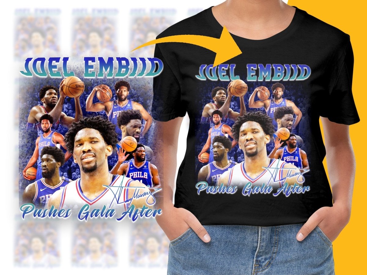 Joel Embiid Pushes Gala After Basketball Star Signed Bootleg PNG File - Teepew
