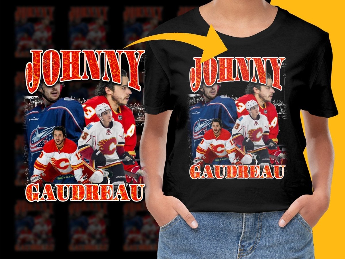Johnny Gaudreau Bootleg Design Ice Hockey Theme PNG File - Teepew