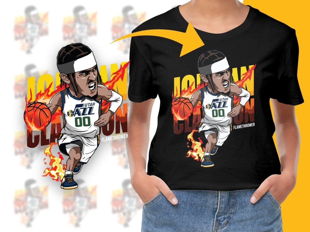 Jordan Clarkson Intense Cartoon Basketball Star Utah Jazz PNG File - Teepew