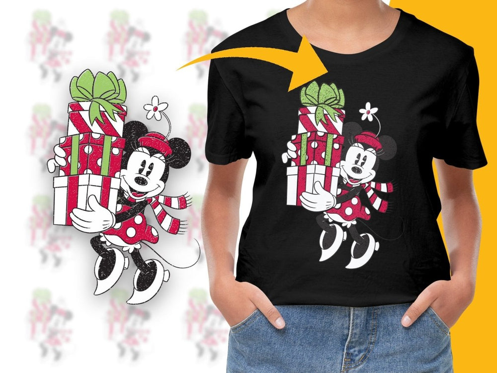 Joyful Minnie Mouse Christmas Gifts PNG File - Teepew