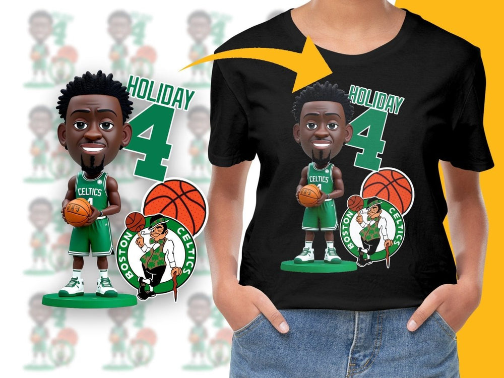 Jrue Holiday Boston Celtics Cartoon Basketball Star Bootleg Style PNG File - Teepew