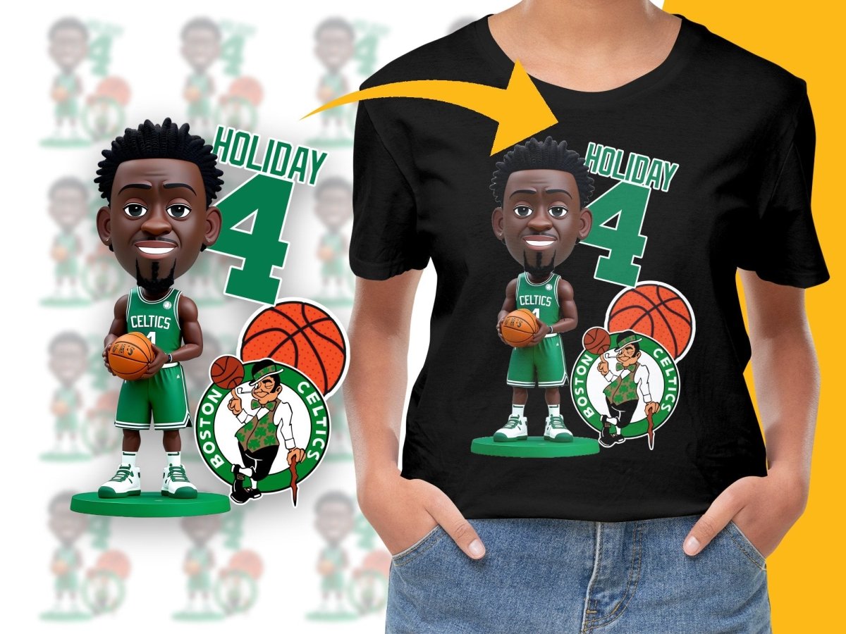 Jrue Holiday Boston Celtics Cartoon Basketball Star Bootleg Style PNG File - Teepew