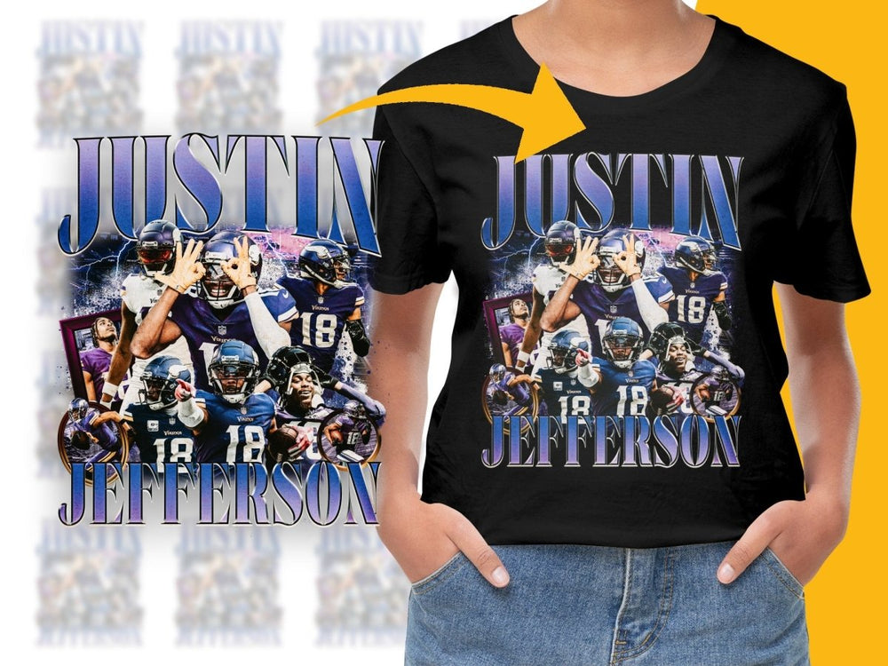 Justin Jefferson Bootleg Art Style PNG File - Teepew