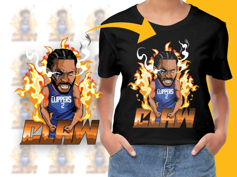Kawhi Leonard Claw Los Angeles Clippers Intense Flaming Cartoon Basketball Star PNG File - Teepew