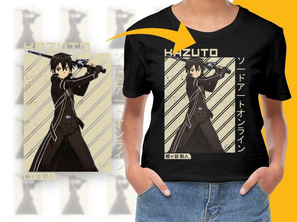 Kazuto with Sword Pose Anime Character PNG Digital - Teepew