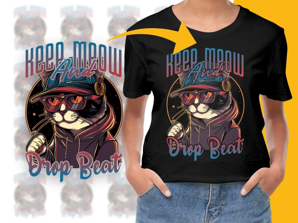 Keep Meow And Drop Beat Cat Graphic PNG File - Teepew