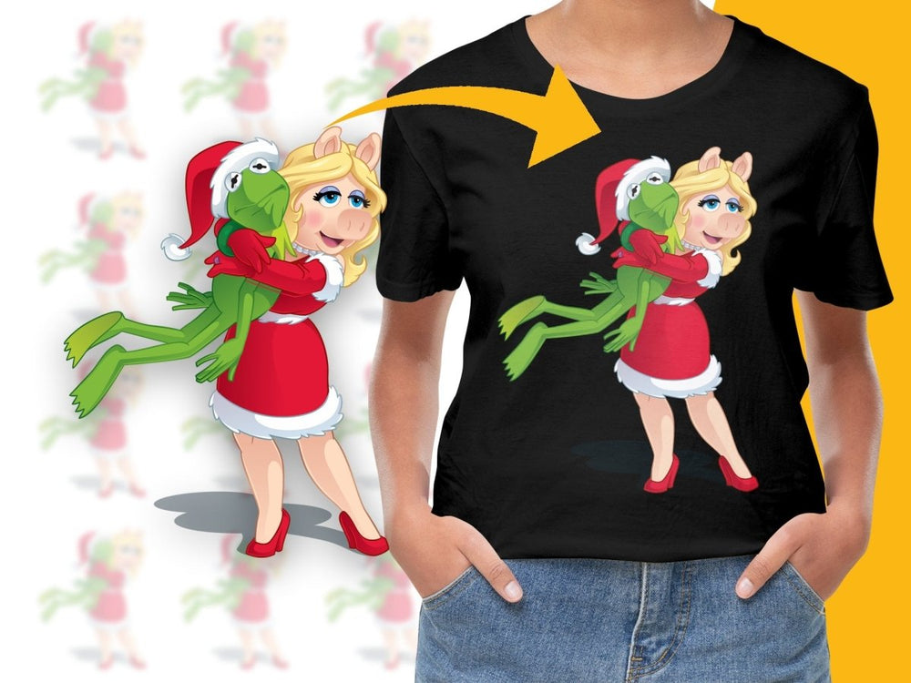 Kermit and Miss Piggy Christmas Hug PNG File - Teepew