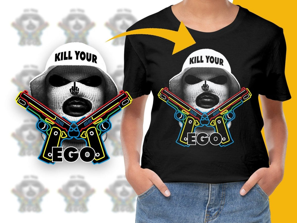 Kill Your Ego Graphic Art Neon Pistols Design PNG File - Teepew