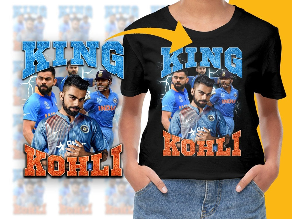 King Kohli Energetic Portrait Bootleg Design PNG File - Teepew