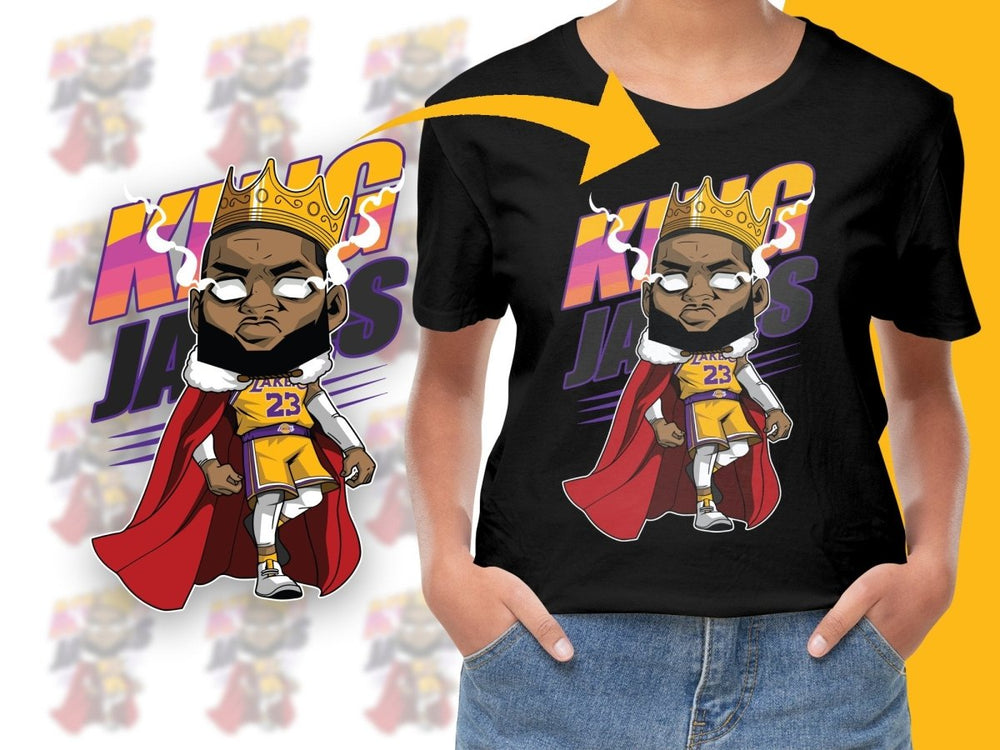 King Lebron James Cartoon Basketball Royalty Los Angeles Lakers PNG File - Teepew