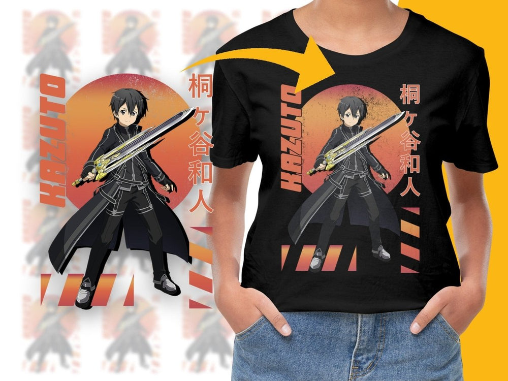 Kirito Holding Sword Anime Character PNG Digital - Teepew