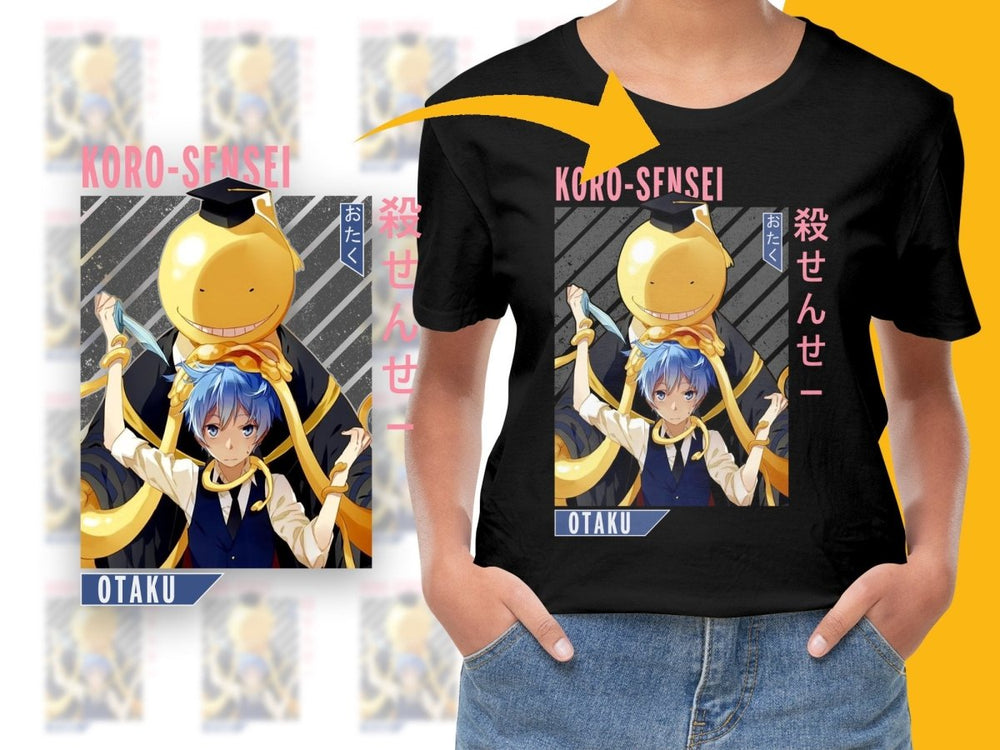 Koro - Sensei and Blue - Haired Boy Anime Character Digital - Teepew
