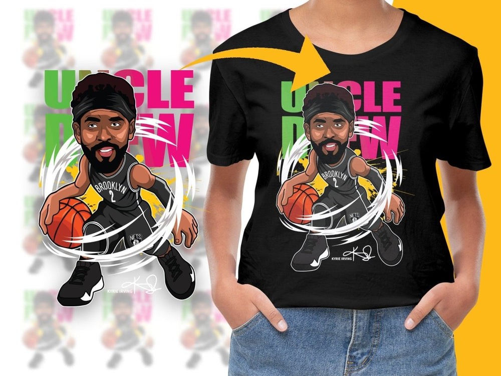 Kyrie Irving Uncle Drew Brooklyn Nets Basketball Legend Dribbling PNG File - Teepew