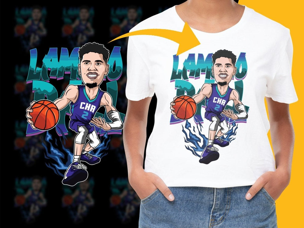 LaMelo Ball Cartoon Style Dribbling Basketball PNG File - Teepew