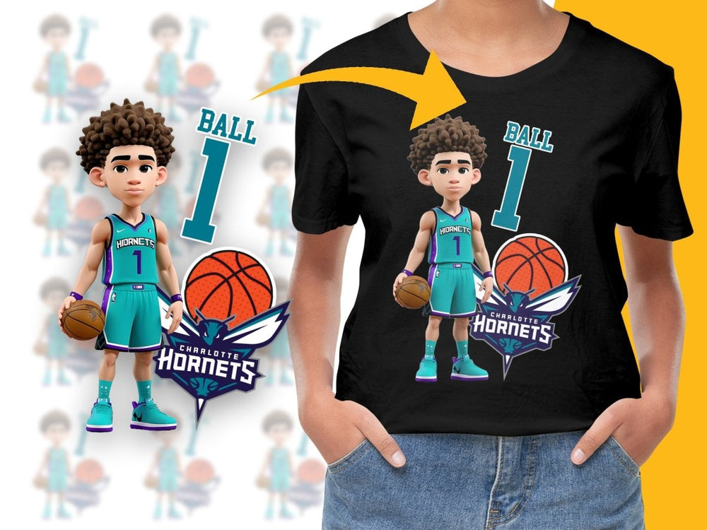 LaMelo Ball Charlotte Hornets Inspired Cartoon Basketball Player PNG File - Teepew