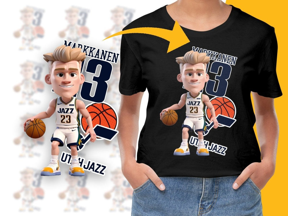 Lauri Markkanen Cartoon Basketball Star Utah Jazz Number 23 PNG File - Teepew