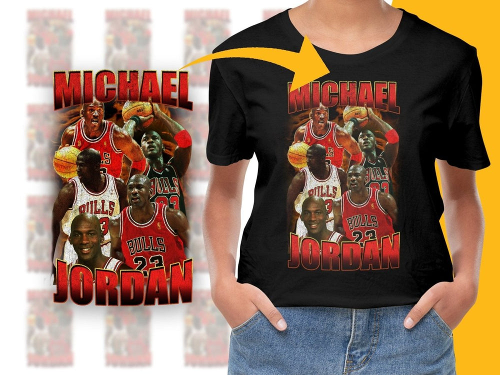 Legendary Michael Jordan Chicago Bulls Basketball Star Bootleg PNG File - Teepew