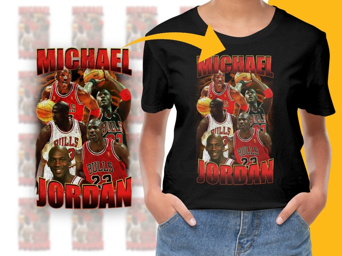 Legendary Michael Jordan Chicago Bulls Basketball Star Bootleg PNG File - Teepew