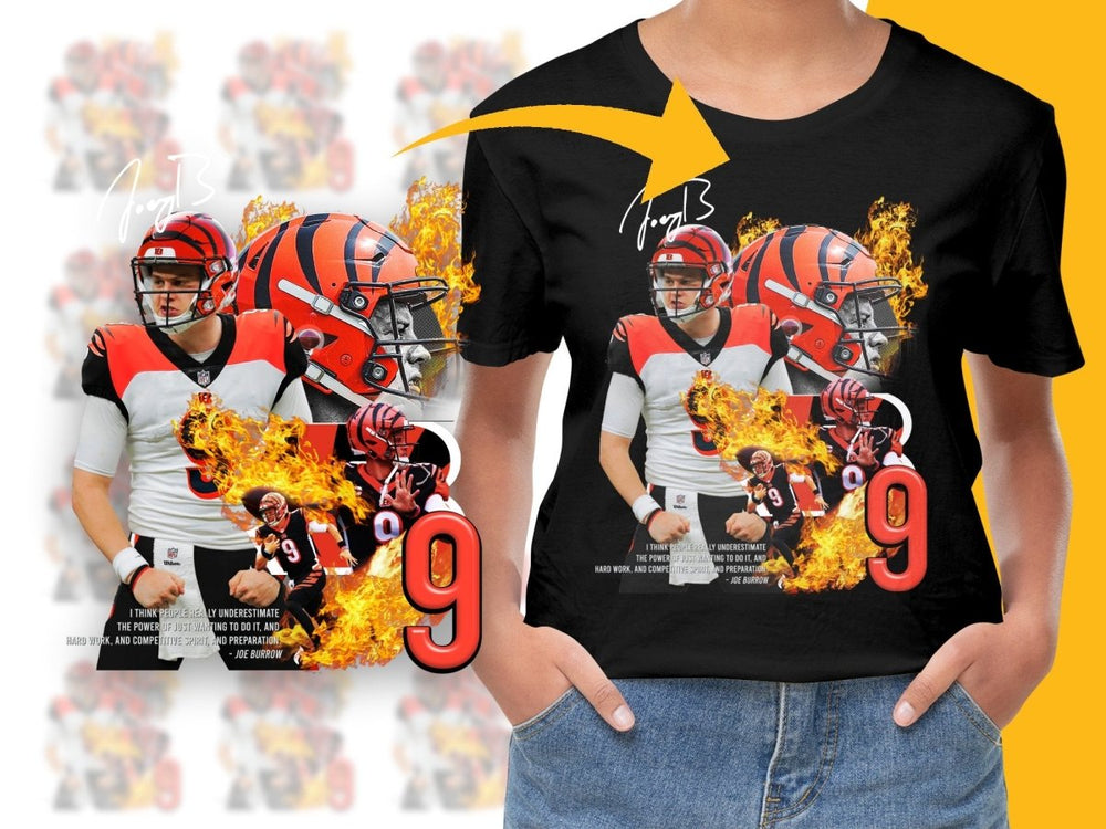 Legendary Quarterback Fiery Passion Number 9 PNG File - Teepew