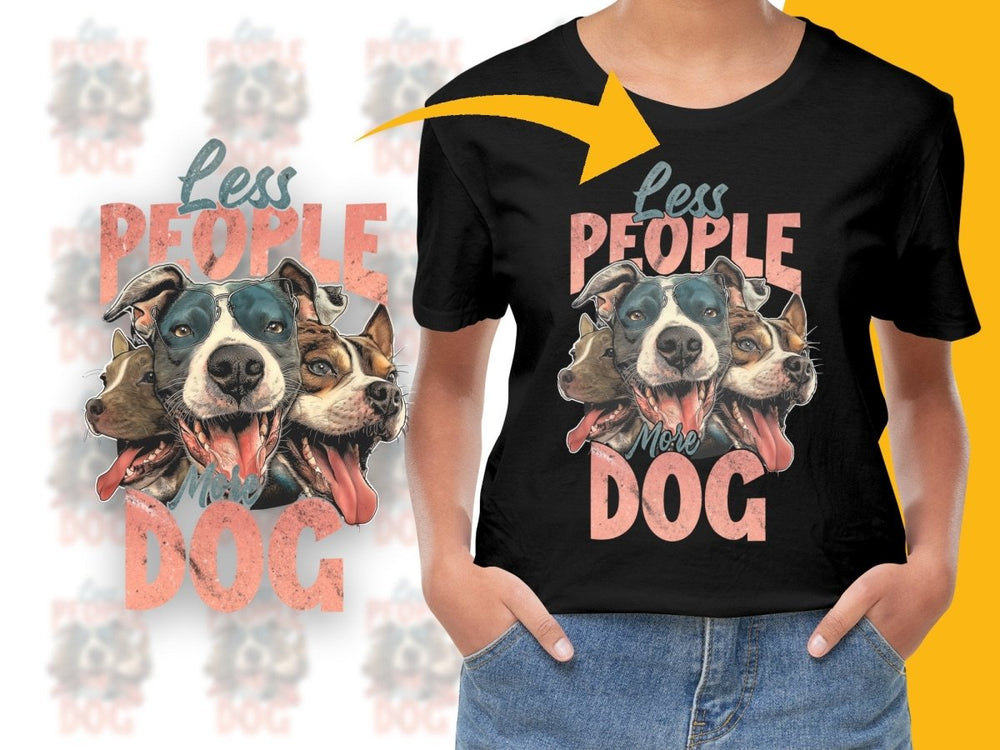 Less People More Dog Funny Pit Bull PNG File - Teepew
