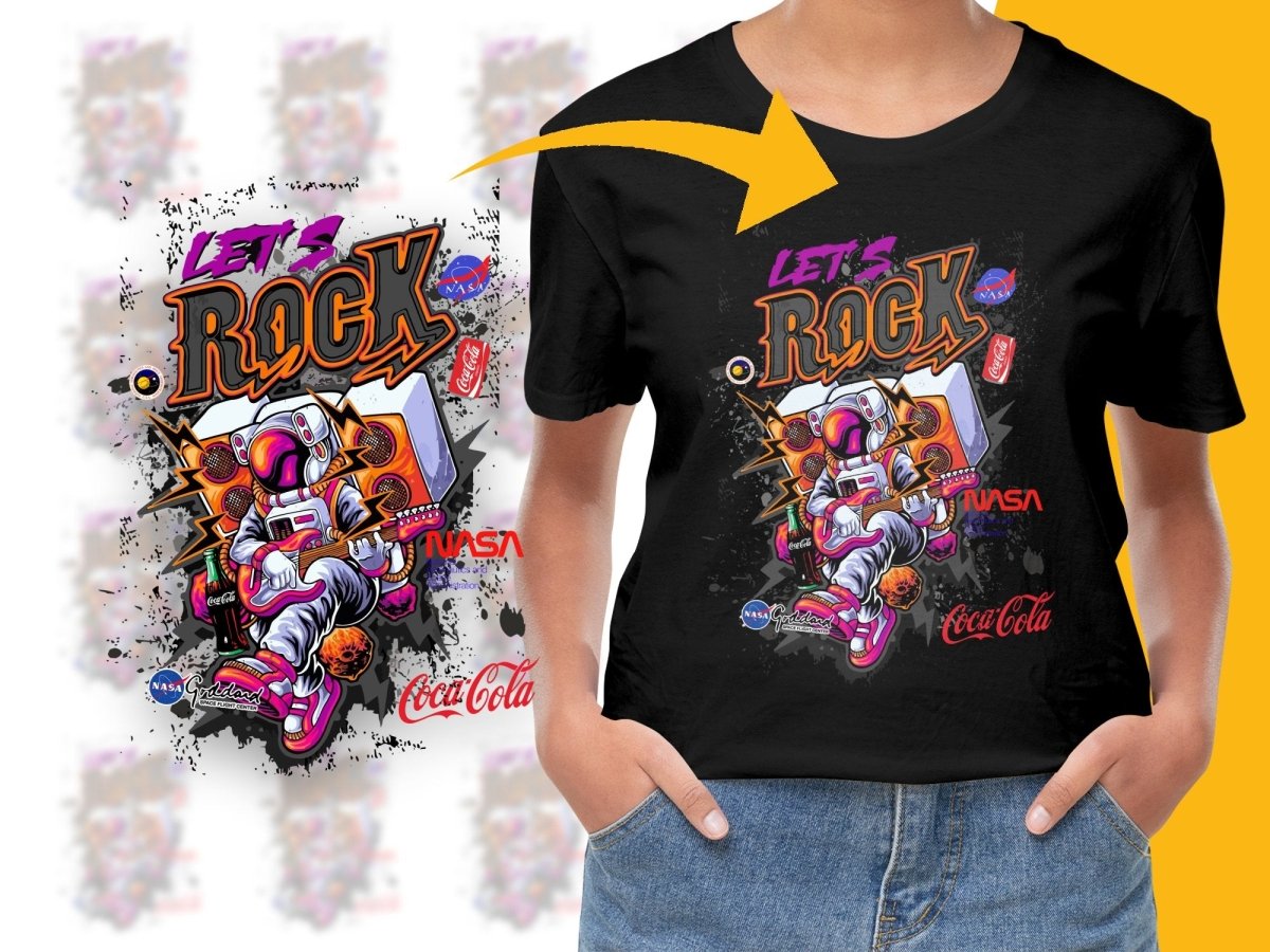 Let's Rock Astronaut Guitar NASA Coca - Cola Themed PNG File - Teepew