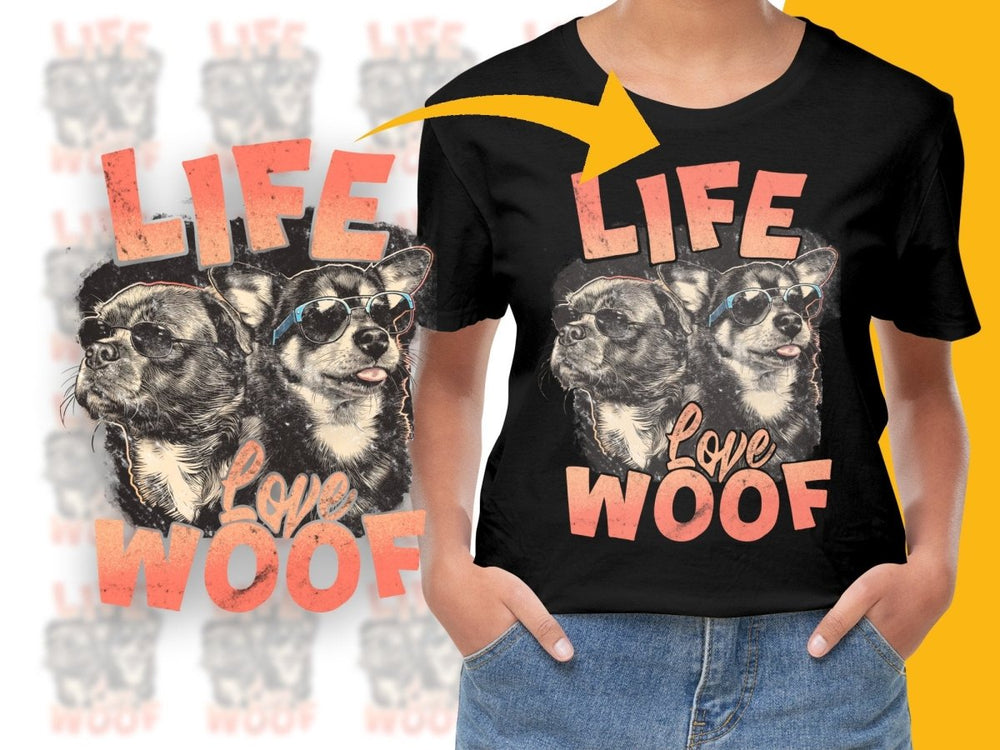 Life Love Woof Dog in Sunglasses Printed PNG File - Teepew