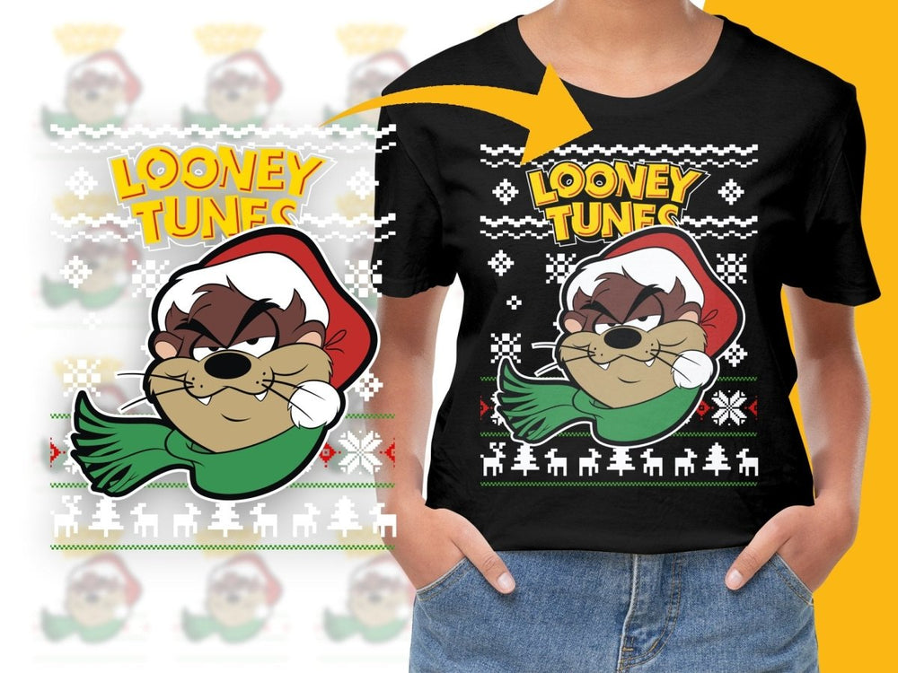 Looney Tunes Taz in Santa Hat and Scarf Christmas PNG File - Teepew