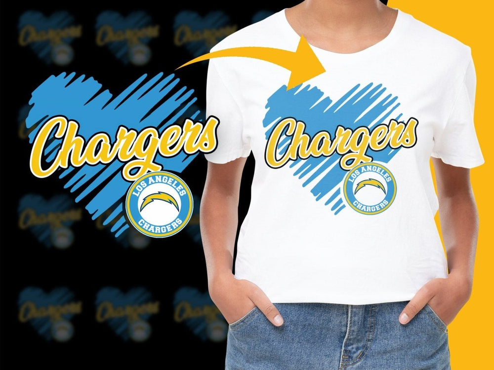 Los Angeles Chargers Heart Design Fan PNG File - Teepew