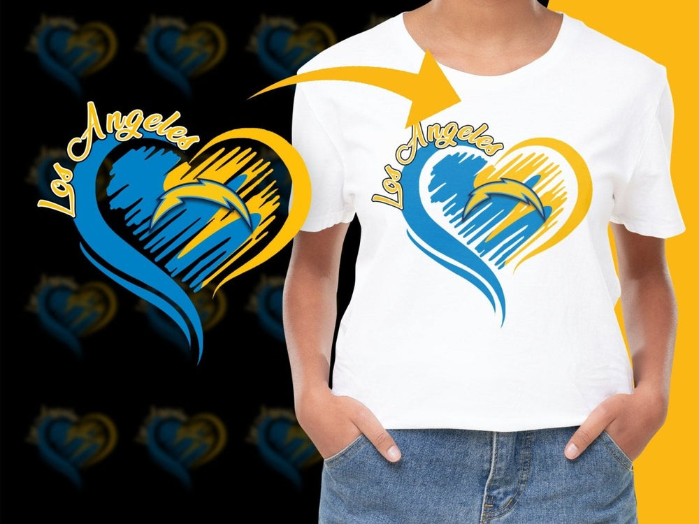 Los Angeles Chargers Heart Design Graphic PNG File - Teepew