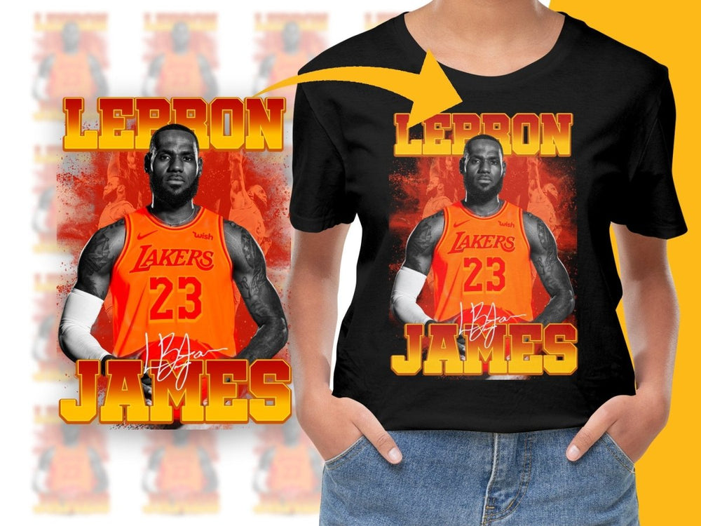 Los Angeles Lakers Lebron James Number 23 Basketball Legend Bootleg PNG File - Teepew