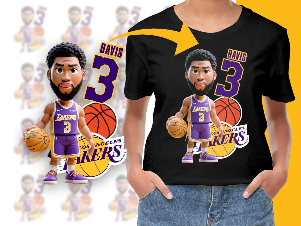 Los Angeles Lakers NBA Cartoon Anthony Davis Number 3 PNG File - Teepew