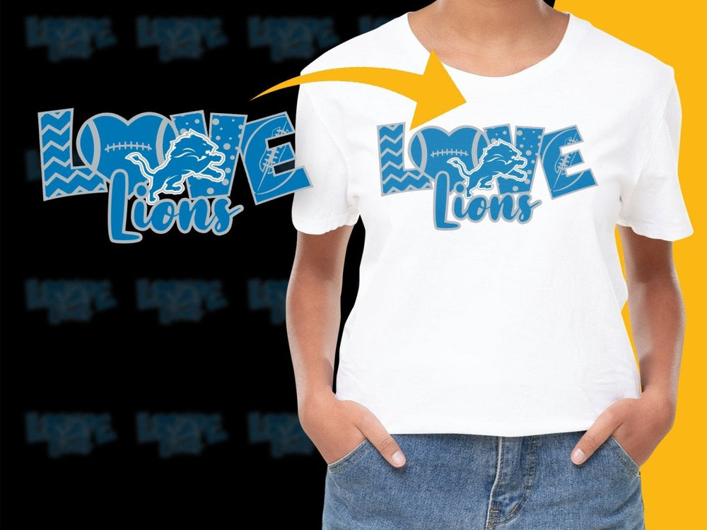 Love Detroit Lions Graphic Design PNG File - Teepew