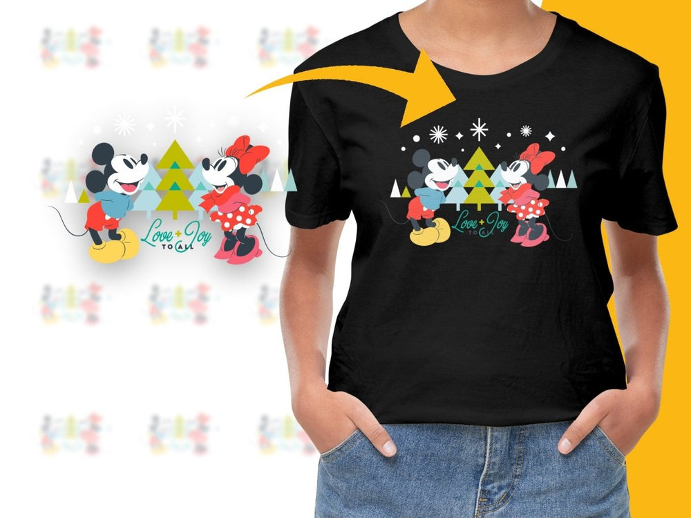 Love Joy To All Christmas Mickey Minnie PNG File - Teepew