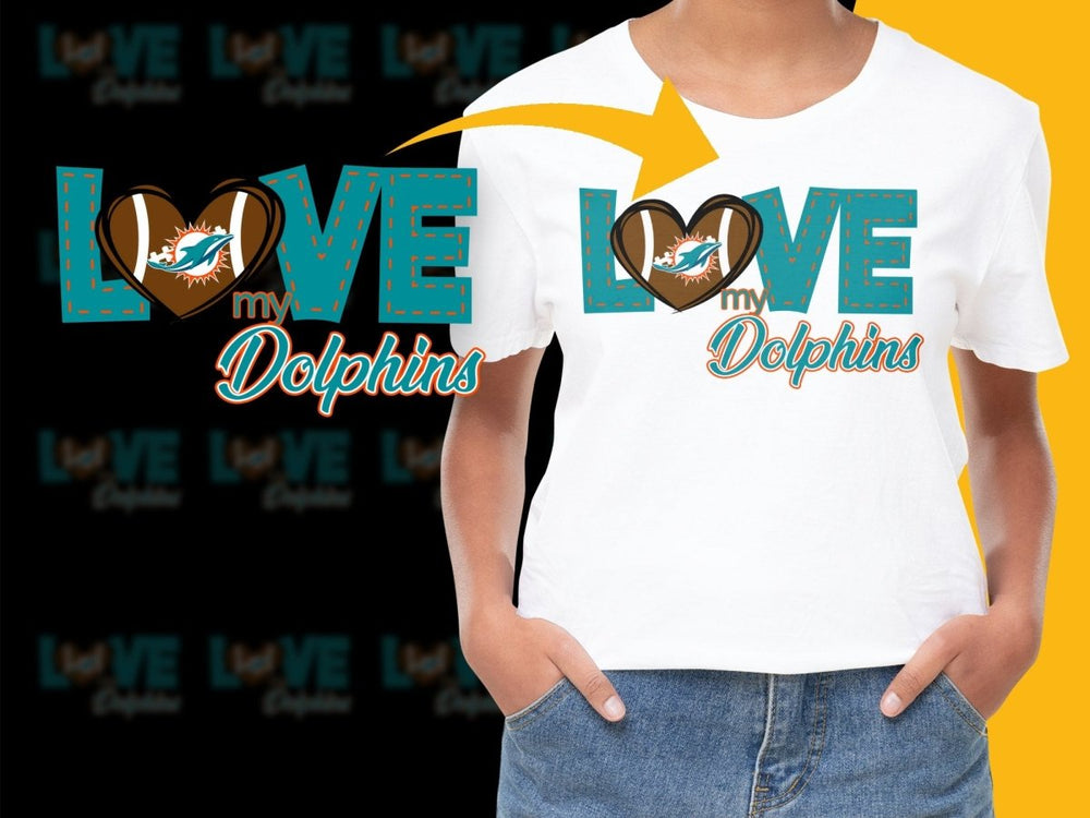 Love My Dolphins Football Team Fan PNG File - Teepew