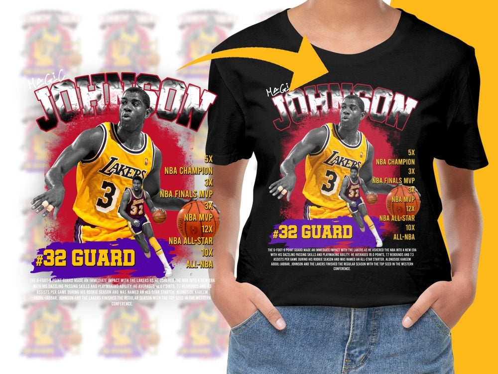 Magic Johnson Legendary Basketball Player Lakers Themed Bootleg PNG File - Teepew
