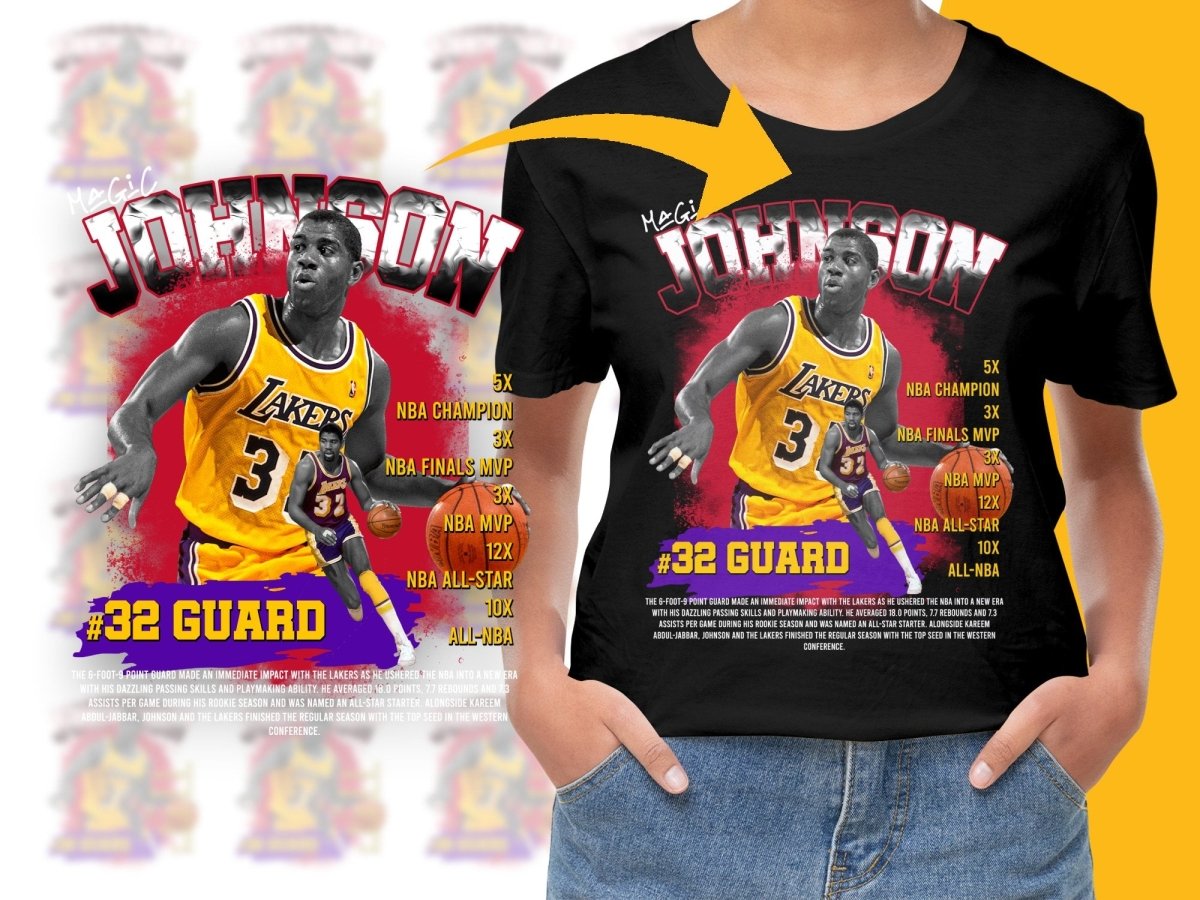 Magic Johnson Legendary Basketball Player Lakers Themed Bootleg PNG File - Teepew