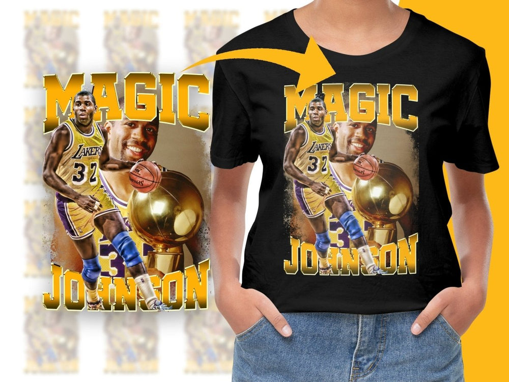 Magic Johnson Los Angeles Lakers Basketball Star Bootleg PNG File - Teepew