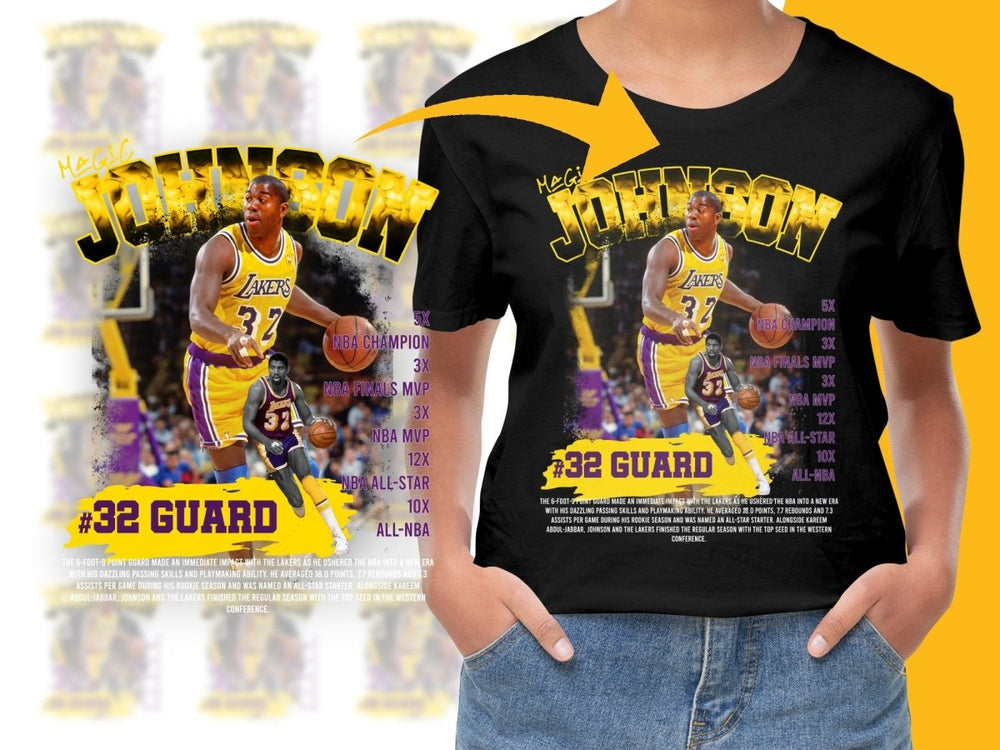 Magic Johnson Number 32 Guard Lakers Basketball Legend Bootleg PNG File - Teepew