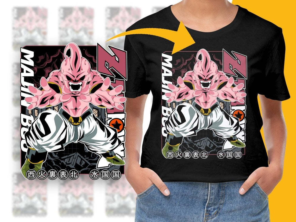 Majin Buu Anime Graphic Design PNG File - Teepew