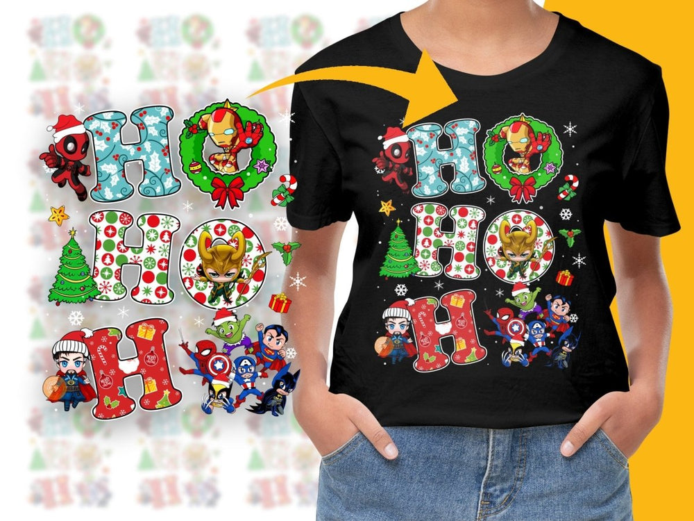 Marvel and DC Characters Christmas Holiday PNG File - Teepew