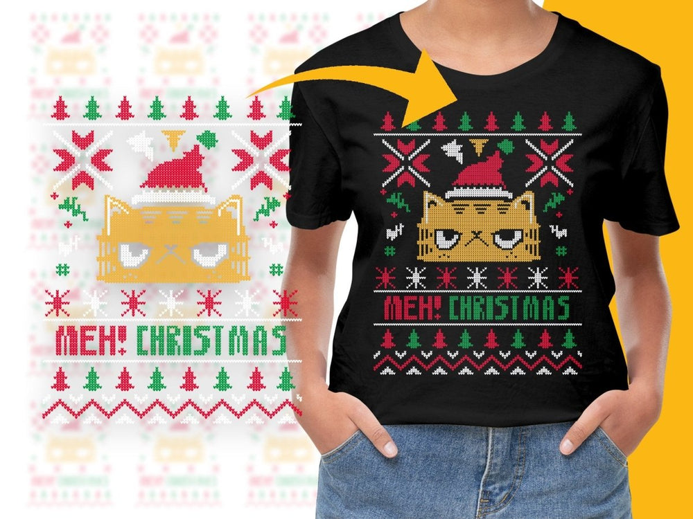 Meh Christmas Grumpy Cat Themed Funny Holiday PNG File - Teepew