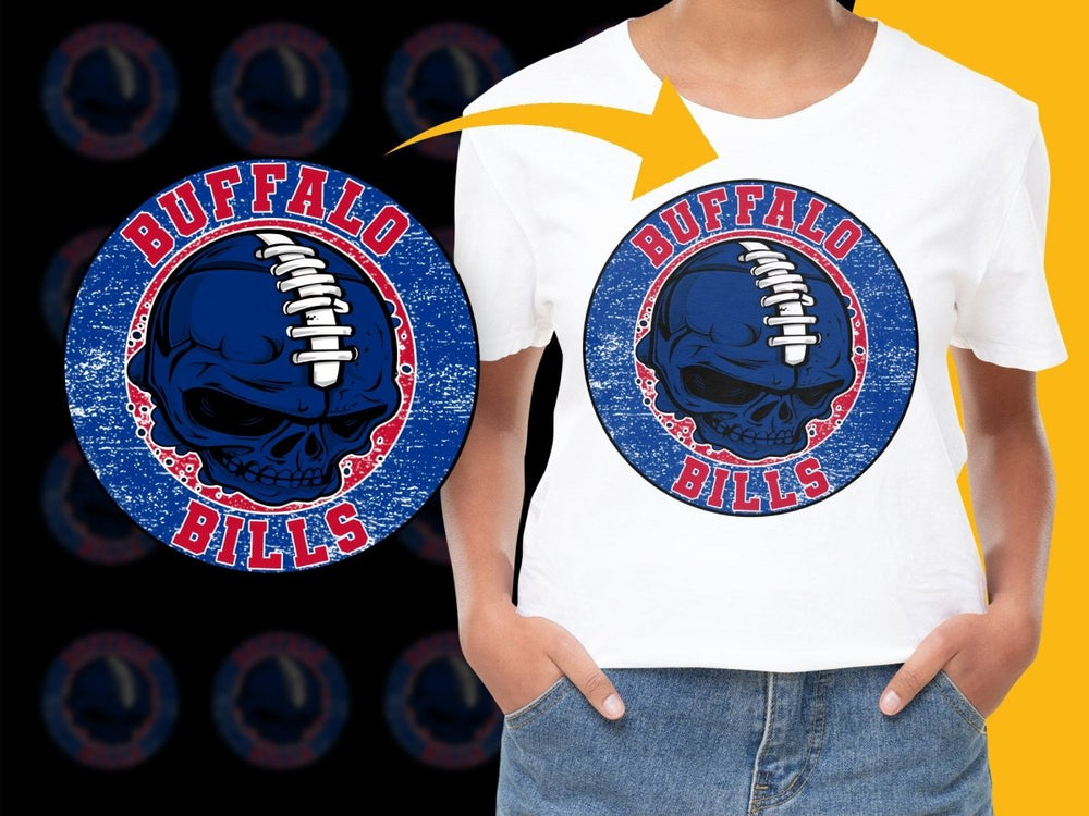 Men Buffalo Bills Skull Football Graphic Print PNG File - Teepew