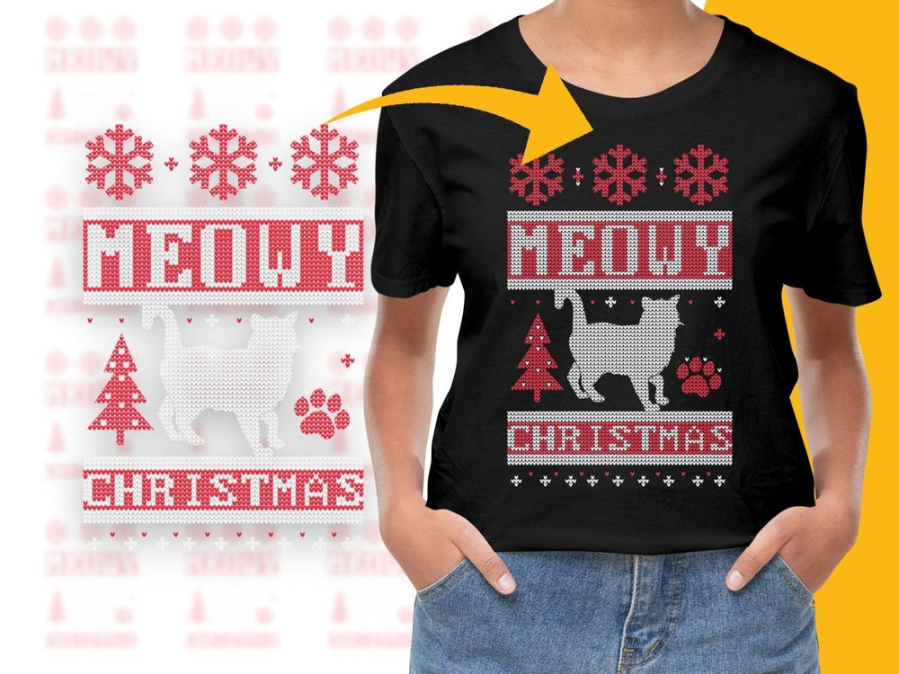 Meowy Christmas Cat Design Festive Holiday PNG File - Teepew
