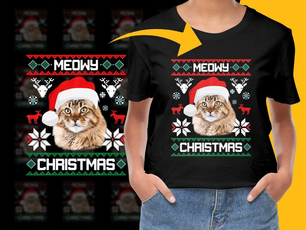 Meowy Christmas Cat with Santa Hat Graphic PNG File - Teepew