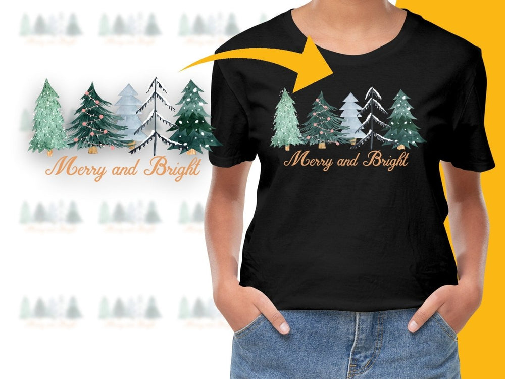 Merry and Bright Festive Christmas Tree PNG File - Teepew