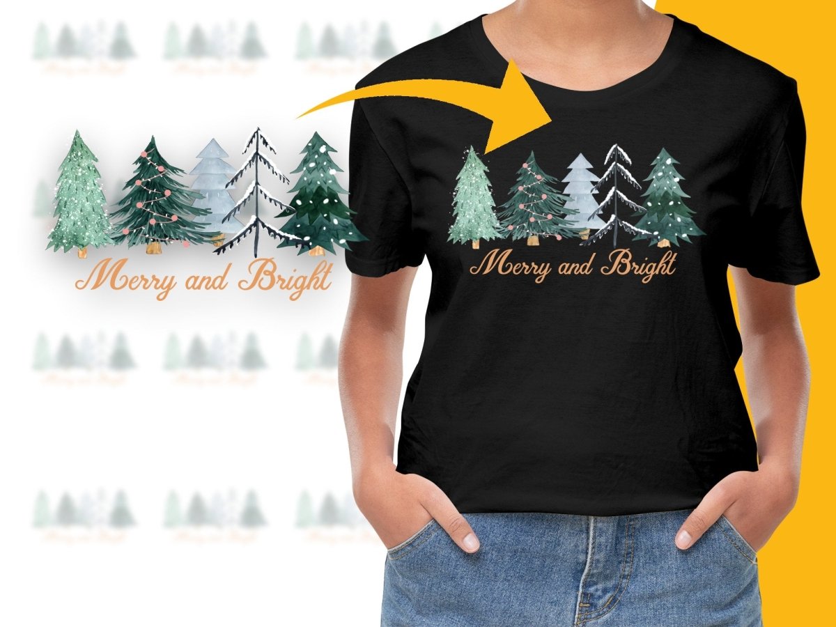 Merry and Bright Festive Christmas Tree PNG File - Teepew