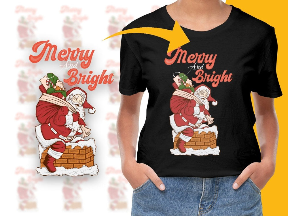 Merry and Bright Santa Claus Christmas PNG File - Teepew