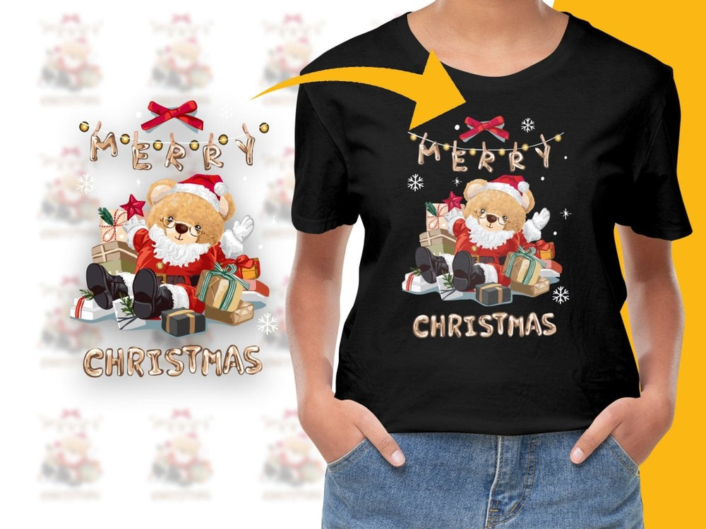 Merry Christmas Teddy Bear With Gifts PNG File - Teepew